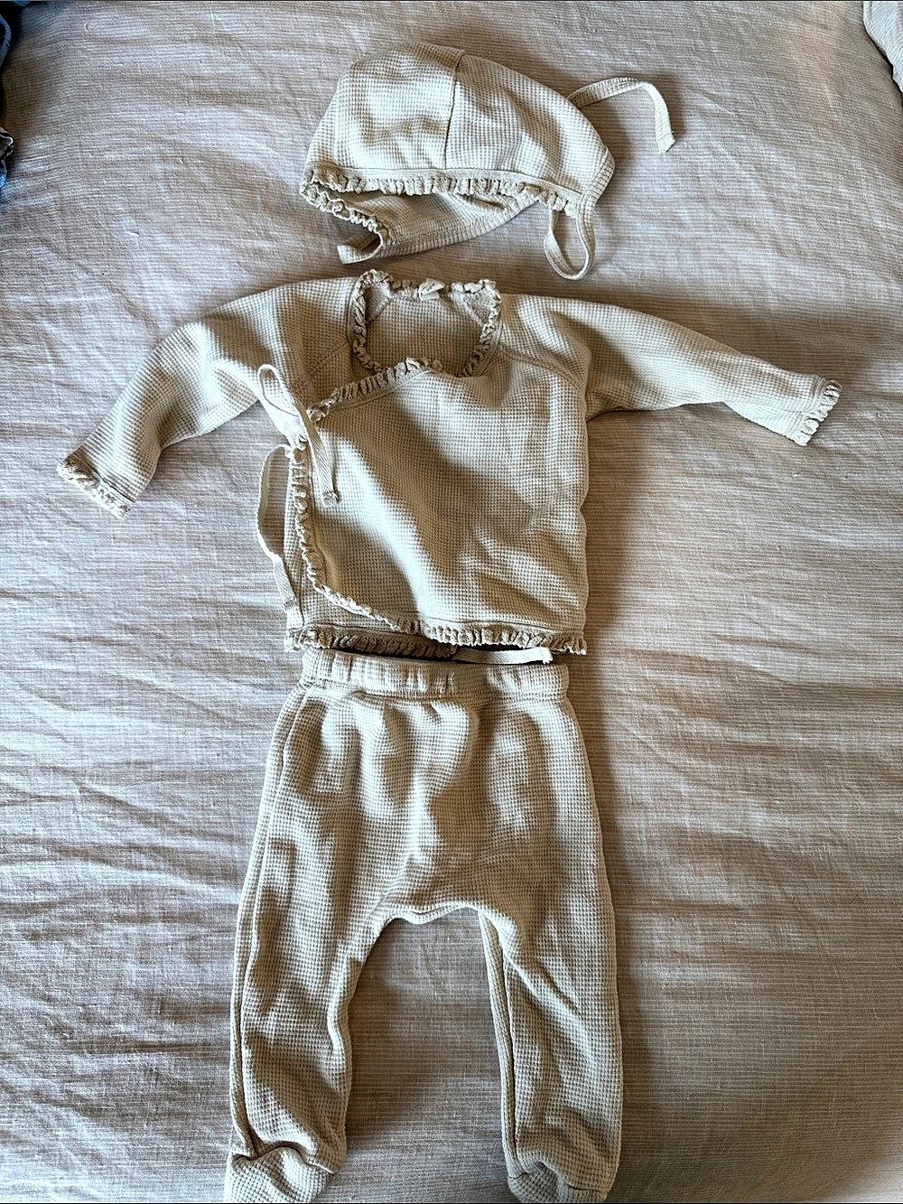 Quincy Mae Waffle Top + Pant Set and Bonnet Set